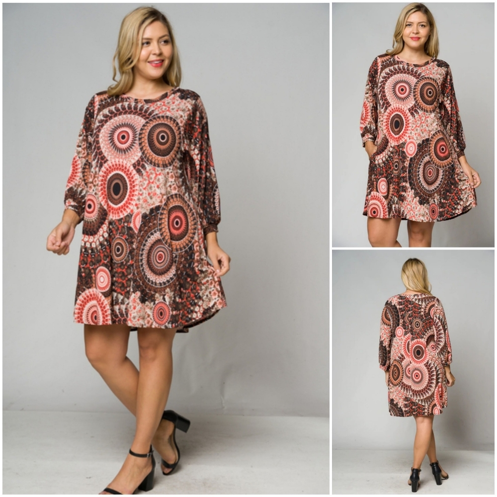 Plus Size Swing Dress with Pockets - Picture 2 of 5